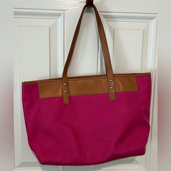 Fossil Women's Sydney Shopper Shoulder Tote Bag Purse Magenta Pink Fuschia EUC! - Picture 7 of 16